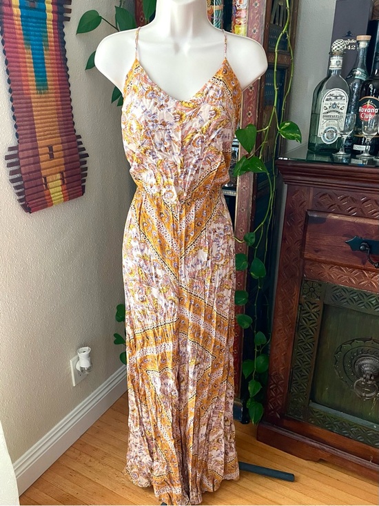 JAASE Orange Floral Boho Palazzo Jumpsuit XL - Picture 2 of 5